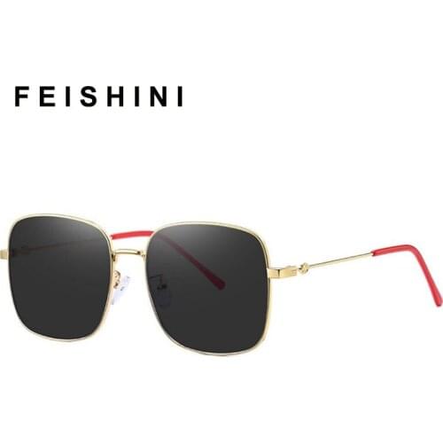 FEISHINI 2020 Celebrity Protable Quality Sunglasses Women Oversized Square Brand Design Luxury Sunglass Top Gradient Vintage