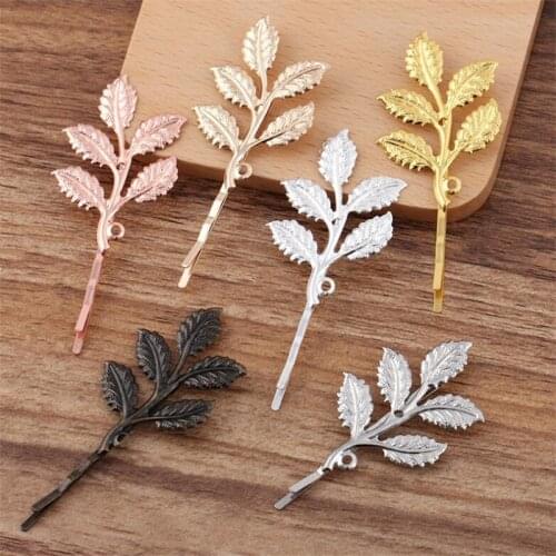10pcs 32x50mm Leaves Hairclip Accessories Silver Color Leaf Hair Jewelry Word Folder Hairpin Hair Clips Barrette Head Wear