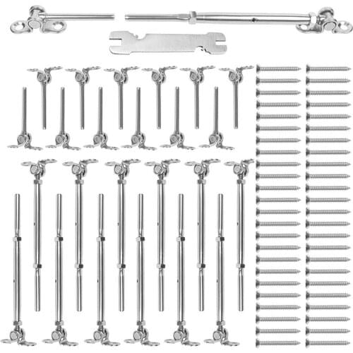12Pcs T316 Cable Railing Kits Fit 3/16 inch Wire Rope Cable,Toggle Turnbuckle & End for Cable Railing Systems