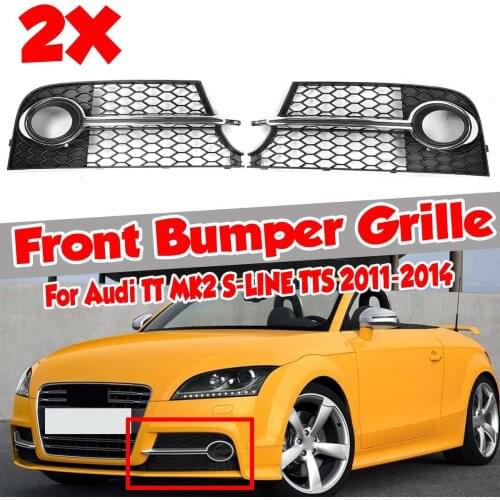 2PCS Car Honeycomb Hex Front Fog Light Grill Lamp Grille Cover For Audi TT MK2 S-LINE TTS 2011-2014 8J0807681KT94 8J0807682KT94