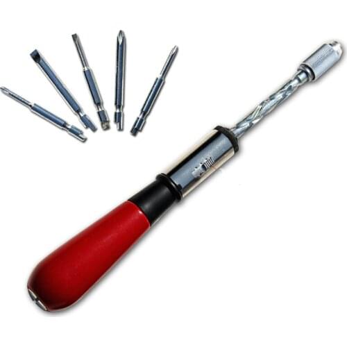 260MM Spiral Screw Driver Hand Pressing Ratchet Screwdriver with Slotted and Phillips Screwdriver Bits