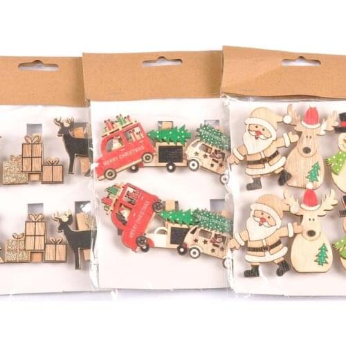 6Pcs/lot Santa Claus Wooden Clip Christmas Decorations Gifts Message Clip Xmas Tree Accessories Home Photo Wall Supplies c2737