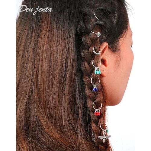 7pcs/set Boho Hair Pins Women Girls Hair Hairwear Braids Dreadlock Beads Hair Jewelry Wedding Decoration Circle Hair Accessories