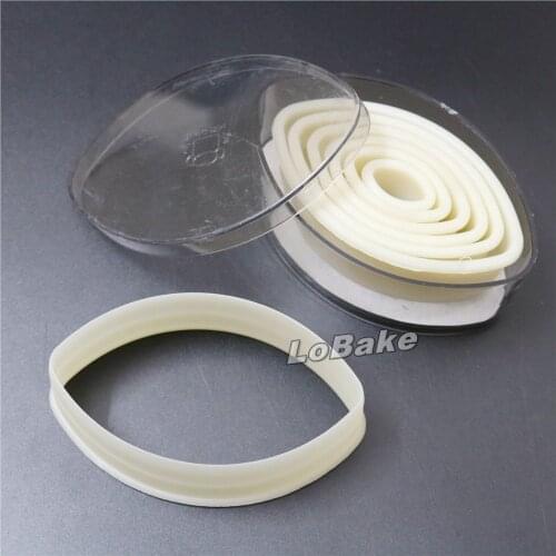 7pcs/set) Flat Edge design Oval shaped High Grade Nylon Plastic forma cutter candy cakes and cupcakes mold packed in the box