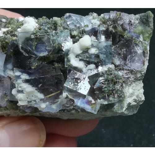 89.7Natural rare transparent white fluorite and mica mineral specimen and stone decoration crystal healing energy QUARTZ GEM