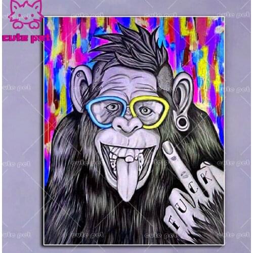 DIY Diamond Embroidery funny monkey Diamond Painting Cross Stitch Square 5D Embroidery Mosaic rhinestone pictures Decoration