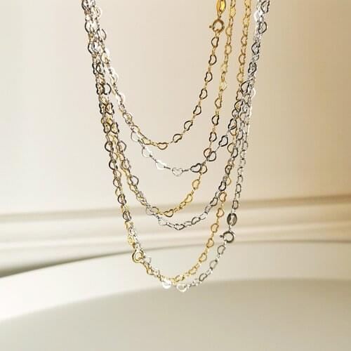 Amaiyllis 925 Sterling Silver Sparkling Heart Necklace Personality Basic Clavicle Chain Necklace Jewelry For Women