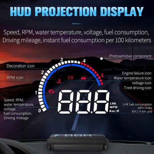 Auto HUD 3.5'' Head Up Display OBD2 II EUOBD Car Speeding Warning Overspeed Warning Windshield Projector HD Auto Display