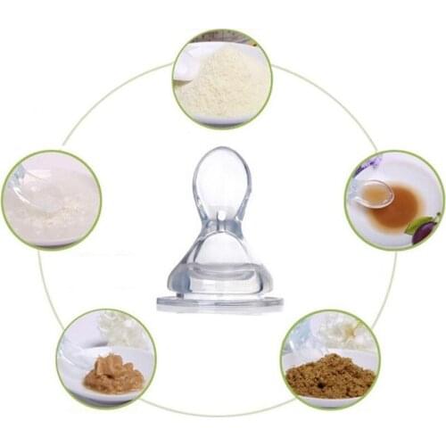 Safety Infant Baby Silicone Feeding Bottle Nipple Spoon Rice Paste Spoon Food Feeder For infant