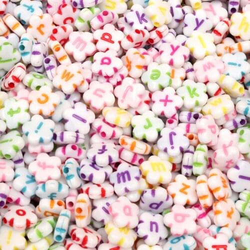 100Pcs Mixed Plum Flower Letter Acrylic Beads For Jewelry Marking Loose Spacer Beads Bracelet Necklace Charm Jewelry Finding