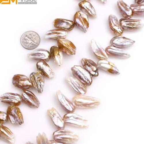 Gem-inside Natural Top Drilled Stick Point Freshwater Cultured Pearls Beads for Jewelry Making 15inches DIY Jewellery