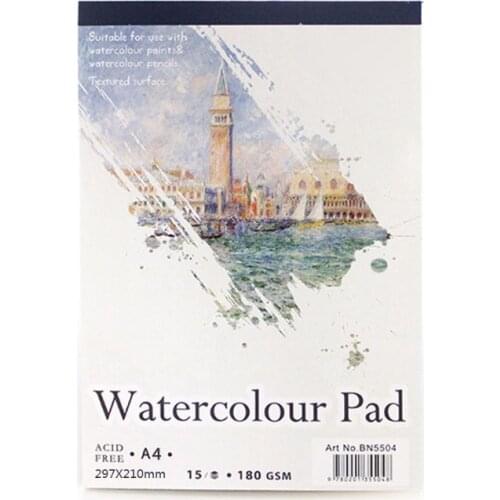 15 Sheets A3/A4/A5 Watercolor Paper Sketch Book Notepad for Painting Drawing Art K92C