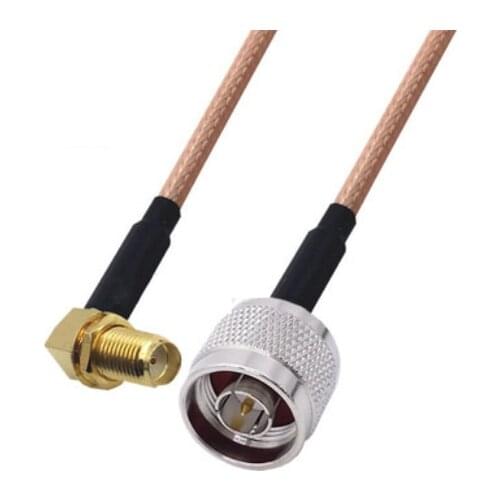 RG400 Cable SMA Female Right Angle to N Male Double Shielded Copper Braid Coax Low Loss Jumper Cable