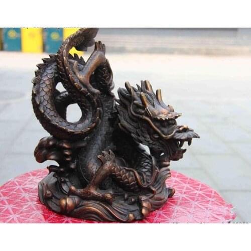 China Classic Copper Bronze Fengshui Auspicious Zodiac Fly Dragon Art Statue