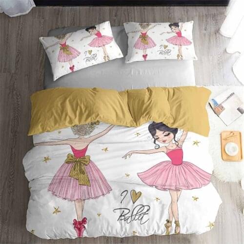 HELENGILI 3D Bedding Set Cartoon ballet girl pattern Print Duvet cover set bedclothes with pillowcase bed set home Textiles