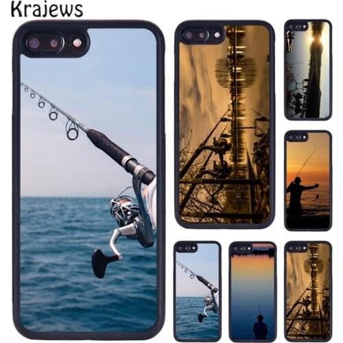 Krajews CARP FISHING RODS Rubber Cover Phone Case For iPhone 5 5s 6S 7 8 Plus 11 12 Pro X XR XS Max Samsung Galaxy S7 S8 S9 S10