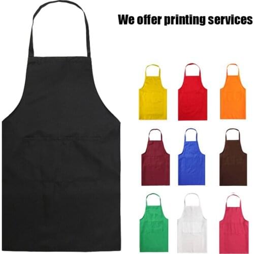10Pcs /Lot Kitchen Cooking Apron For Women Man Restaurant Waiters Home Bibs With Pockets Custom Print Logo Wholesale
