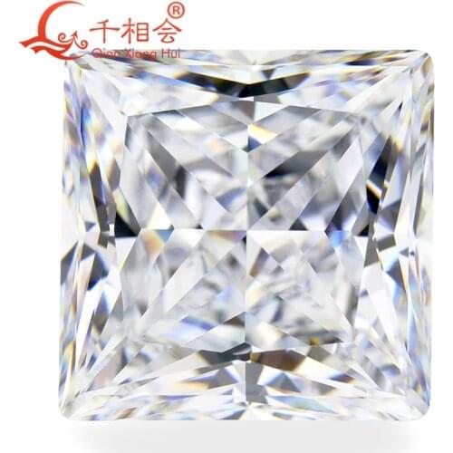 6A white color square shape princess cut for cubic zirconia loose CZ stone made by Qianxiang Hui