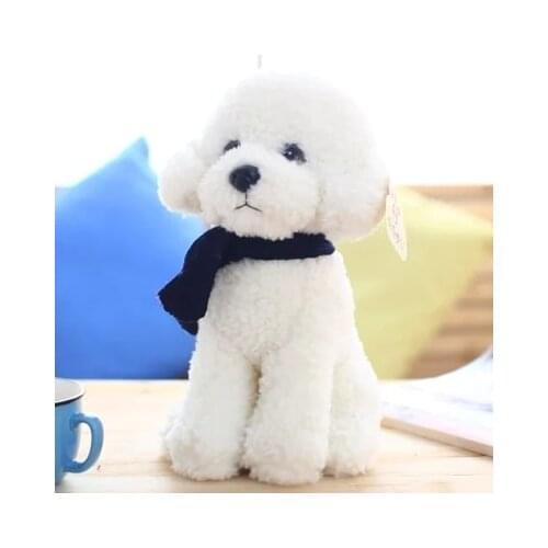 Lovely squatting poodle with scarf plush toy dog soft throw pillow, Christmas birthday gift F024
