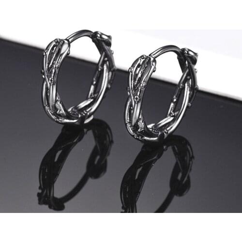 Minimalist Crystal Small Round Hoop Earrings Vintage Female Small Branch Earrings Sterling Silver Black Gold Earrings For Women