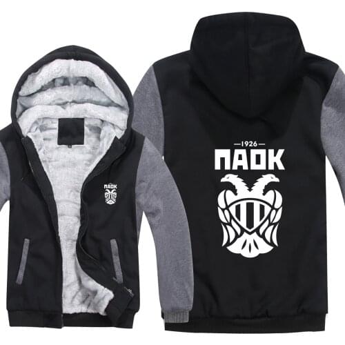 Winter Thessaloniki Paok Hoodies Men Fashion Coat Pullover Fleece Liner Jacket Paok Sweatshirts Hoody