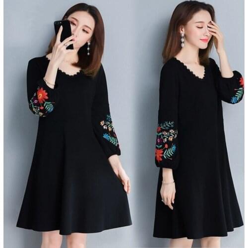 2021 Summer New Plus Size WomenS Spring And Autumn Clothes Western Style Thin New Mid-Length Rusty Rusty Dress
