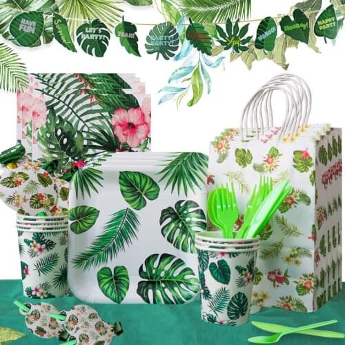 Disposable party decoration Hawaii theme tableware wedding birthday children paper cups and saucers party supplies baby shower