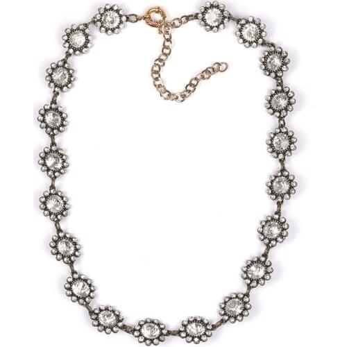 Ancient Gold Vintage Big Choker Necklace Women Clear Crystal Necklaces Female Bohemian Ethnic Retro Large Collar Necklace