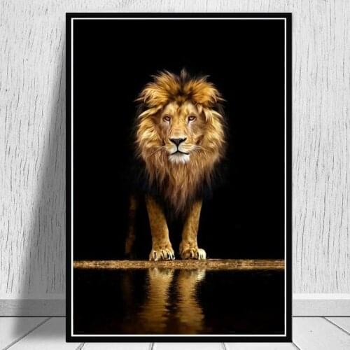 African Lion Canvas Painting Lion In The Dark Posters and Prints Wall Art Picture for Living Room Home Decoration Cuadros