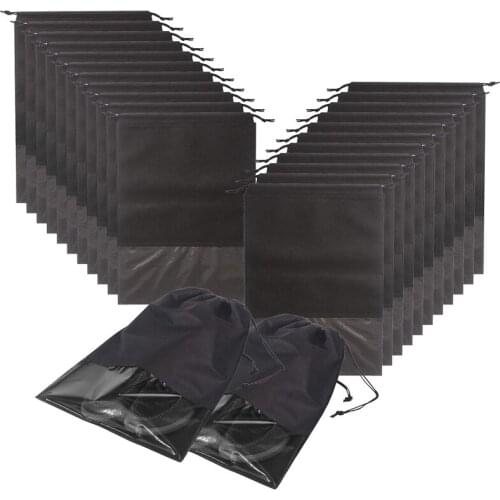Practical 24Pcs Travel Shoe Bags Waterproof Non-Woven With Rope For Men And Women Large Shoes Storage Pouch Organizers