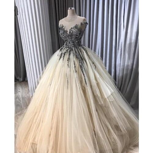 Luxury Arabic Evening Dresses Beaded Aibye Long Formal Prom Dress Crystals Robe de soiree Turkish Party Gowns vestido de festa