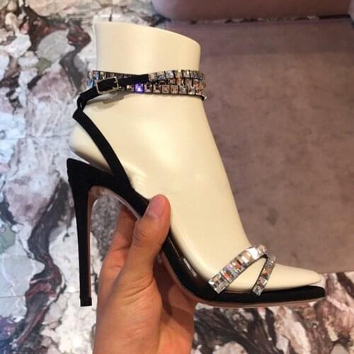 Crystal Sandals Women Brand Summer Rhinestone High-heeled Shoes Party Thin High Heels Gladiator Sandals Woman Sandales Femmes