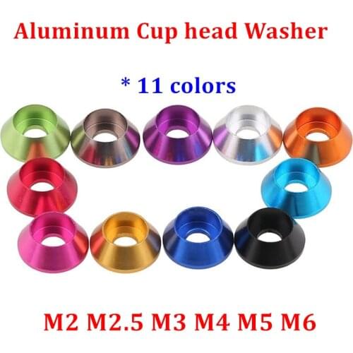 10pcs Aluminum Cone washer M2 M2.5 M3 M4 M5 M6 Aluminum Alloy Washers for Cylinder Cup Head Hex socket head screw bolt Gasket