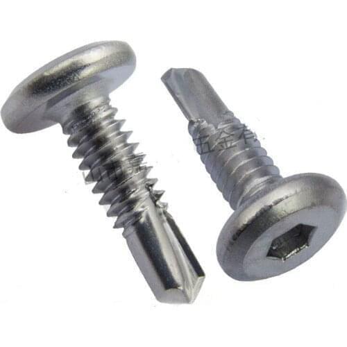 M5.5 M6.3 Hex Socket Round Pan Head Drilling Tail Self-Tapping Screw Bolt M6.3 x 19mm (20Pcs)