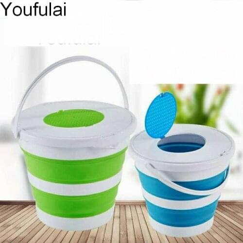 YJ 10L/5L Portable Folding Bucket Foldable Basin Tourism Outdoor with Lids Fishing Camping Car Wash Bucket Outdoor Buckets