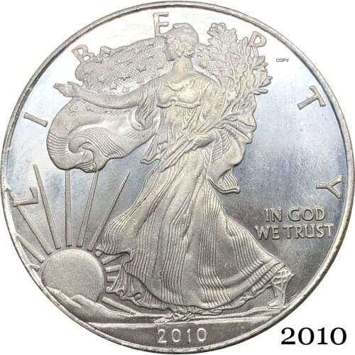 United States America 2010 W In God We Trust 1 OZ Fine Silver Bullion Eagles One Dollar Silver Plated Copy Commemorative Coin