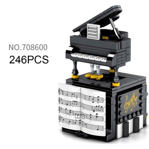 Technical creative piano MOC building block Bluetooth music box player model brick assemble toys collection for gift