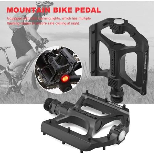 1 Pair Bearing Bike Ultralight Pedal With Warning Light MTB Cycling Mountain Bicycle Alloy Pedals Anti-slip Cycling Bicycle Tool