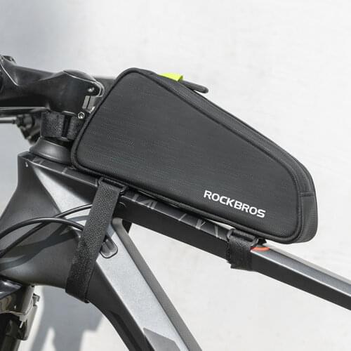 ROCKBROS 1.1L Bicycle Triangle Front Tube Bag Reflective Laminated Zipper Frame Front Top Tube Cycling Bag MTB Bike Accessories