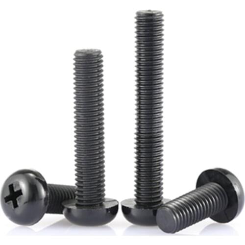 M5 Phillips Screw Pan head Plastic Bolts Round head Black Screws 10PCS