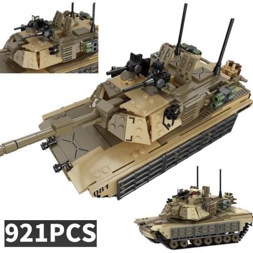 Military Series World War II M1A2 Main Battle Tank Weapon Accessories DIY Model Building Blocks Bricks Toys Gifts