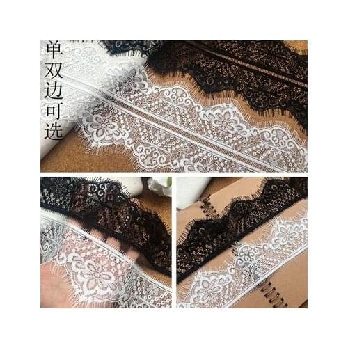 High Quality Bilateral Eyelash Lace Fabric Wide 13.5CM Wedding veil Skirt Long Decorative Accessories