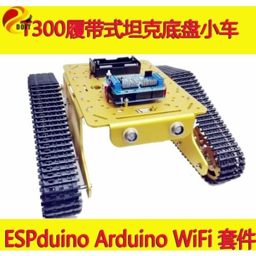 WiFi RC Control Robot Crawler Tank Chassis T300 with ESPduino Development Board+ Motor Driver Board by Android iOS