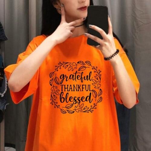 Grateful Thankful Blessed Print Women Halloween T Shirt Graphic Aesthetic T-shirt Vintage Tops Camisetas Mujer Harajuku Clothing