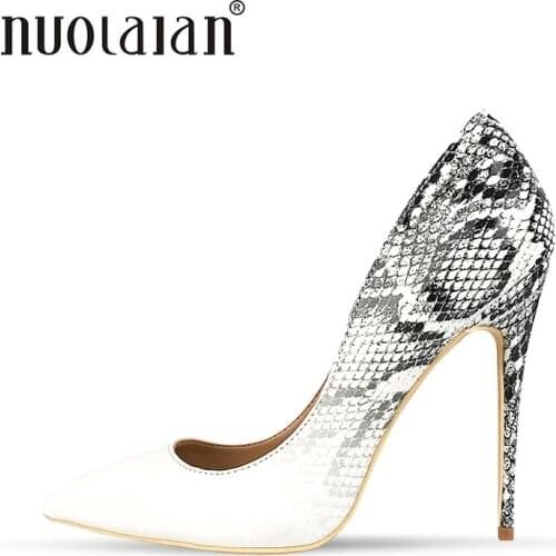 2018 New Brand Sexy Women Pumps Snake Printed High Heels Pointed Toe High Heel Party Dress Shoes Woman Size 35-42 zapatos mujer