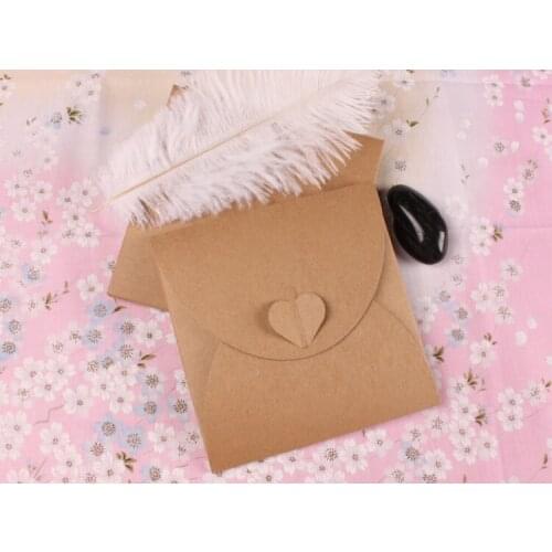 130*130mm Vintage Heart Kraft Paper CD Optical disc Paper Bag/DVD Bag/DIY Multifunction Green Card bag/envelope 100pcs/llot