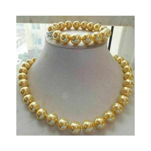 14mm Natural white red black blue South Sea shell Pearl Necklace Bracelet Earrings Set AAA