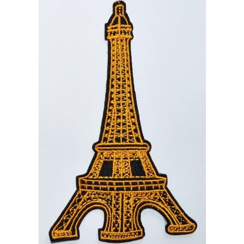 Yellow Tower Paris France retro applique iron on patch (Size is about 6.3 * 9.9 cm)