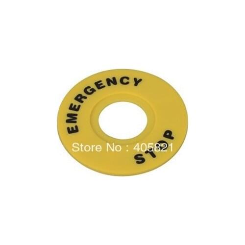 20pcs/lot 60mm(OD) x 22mm(ID) Yellow Plastic Panel Label for Emergency Stop Push Button Switch