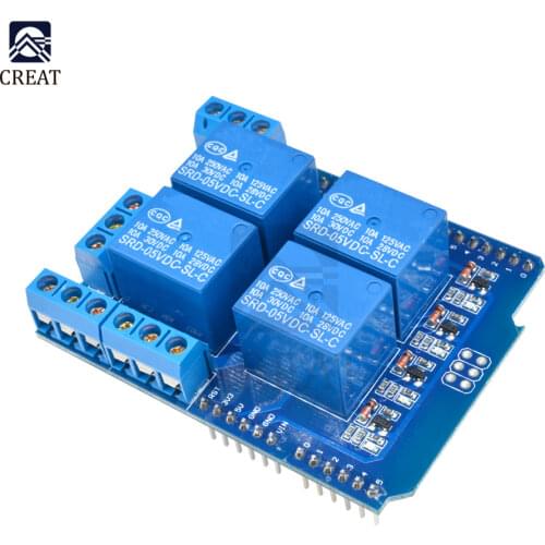 5V 4CH 4 CH Channel Relay Swtich Shield V2.0 Expander Expansion Drive Board for Arduino R3 Development Driver Module One